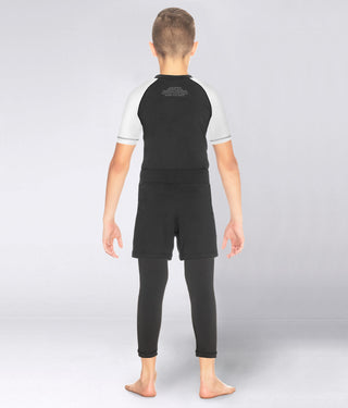 Standard White Short Sleeve Training Rash Guard for Kids