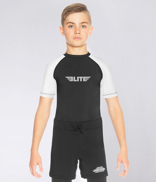Kids' Standard White Short Sleeve NO-GI Rash Guard