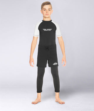 Standard White Short Sleeve Training Rash Guard for Kids