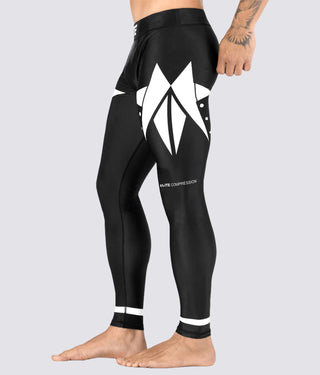 Elite Sports Star Series Comfortable and Secure Black/White Advance Compression Boxing Spat Pants