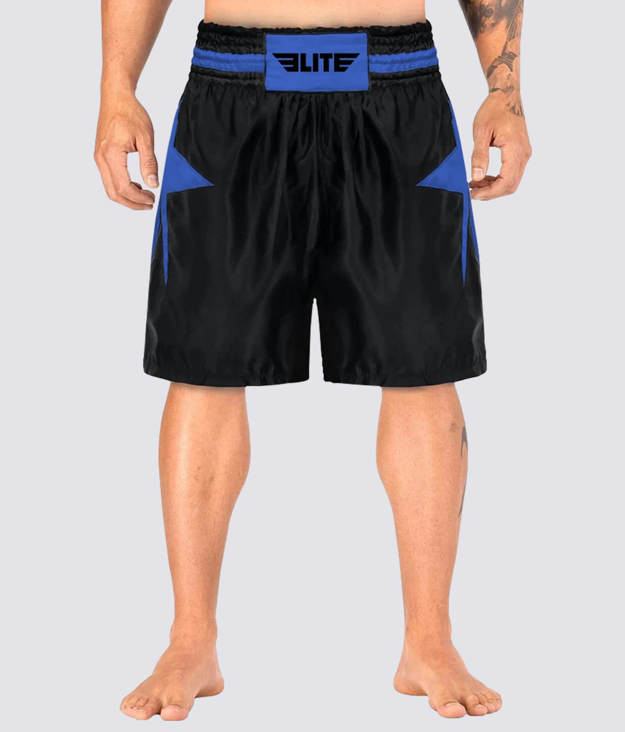 Elite Sports Star Series Sublimation Extreme Softness Black/Blue Boxing Shorts