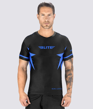 Men's Star Blue Short Sleeve Judo Rash Guard