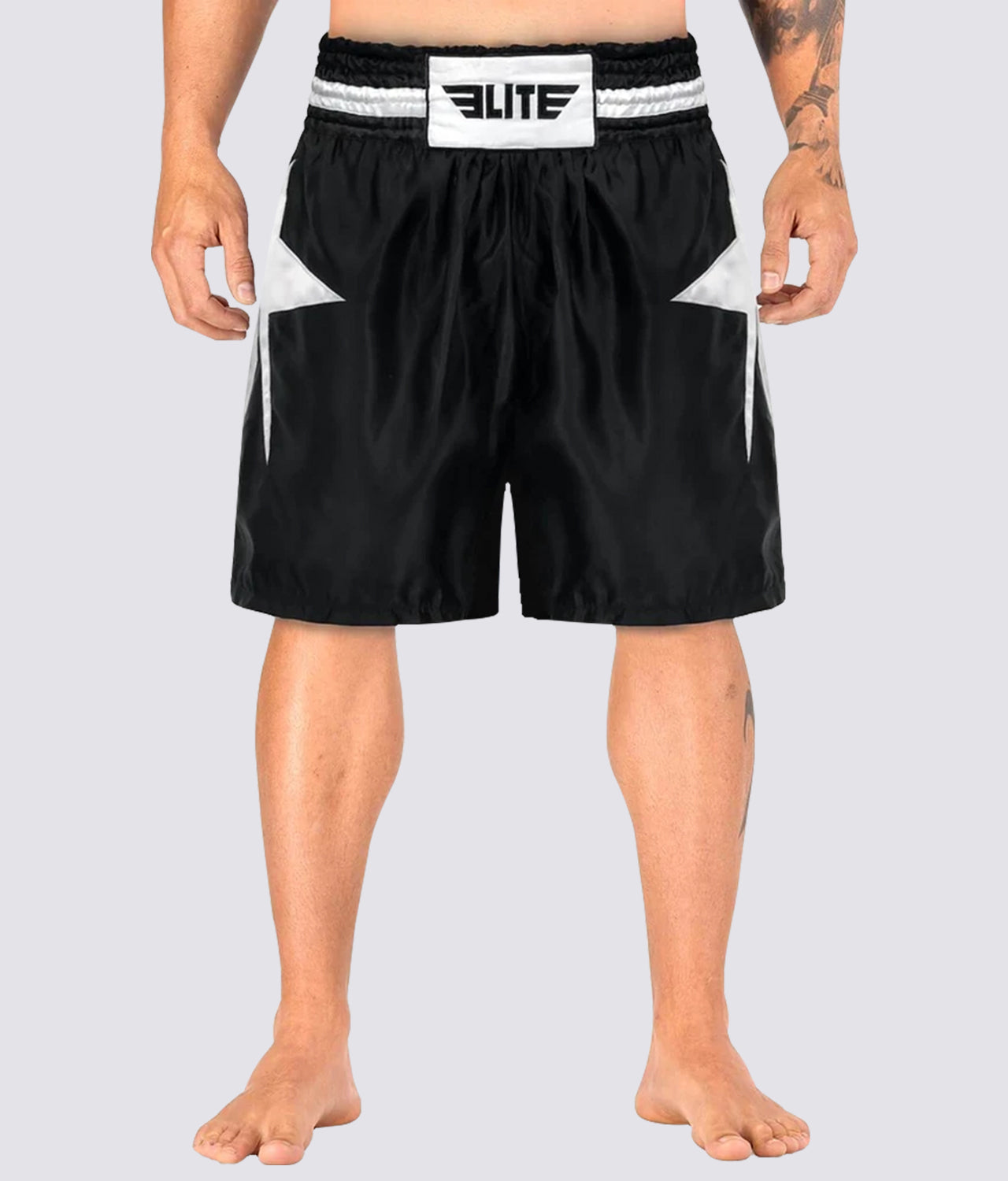 Elite Sports Star Series Sublimation Extreme Softness Black/White Boxing Shorts