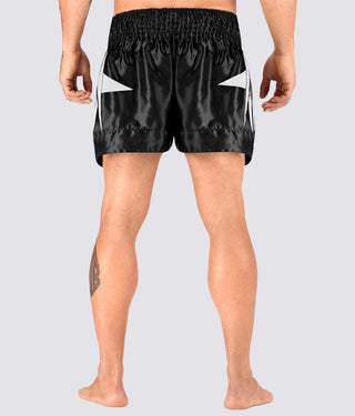 Elite Sports Star Series Sublimation Adjustable Waist Black/White Muay Thai Shorts