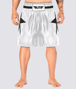 Elite Sports Star Series Sublimation Extreme Softness White/Black Boxing Shorts