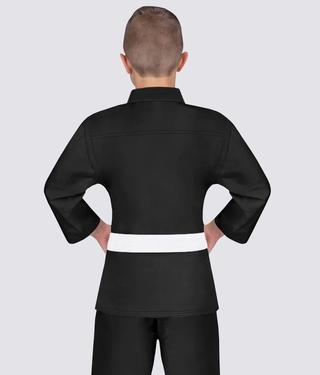 Elite Sports WKF Approved Light Preshrunk Black Kids Karate Gi
