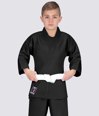 Elite Sports Antibacterial Ultra Light Preshrunk Black Kids Karate Gi