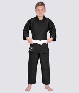 Elite Sports Side-Slit Design Ultra Light Preshrunk Black Kids Karate Gi