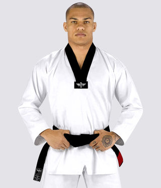 Elite Sports Ultra Light Preshrunk Antibacterial Black/White Adult Taekwondo - TKD Gi