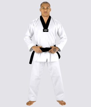 Elite Sports Ultra Light Preshrunk Side-Slit Design Black/White Adult Taekwondo - TKD Gi