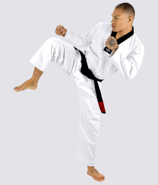 Elite Sports Ultra Light Preshrunk Antimicrobial Inner Lining Black/White Adult Taekwondo - TKD Gi