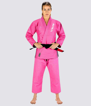 Elite Sports Side-Slit Design Ultra Light Preshrunk Pink Adult Brazilian Jiu Jitsu BJJ Gi With Free White Belt