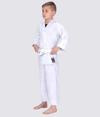 Elite Sports Stiffer Collar Ultra Light Preshrunk White Kids Karate Gi