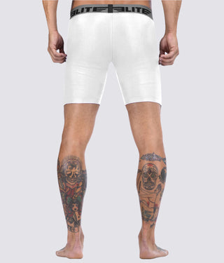 Elite Sports Flatlock Seams White Compression Muay Thai Shorts