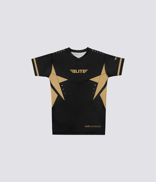 Star Gold Short Sleeve Training Rash Guard for Men