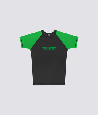 Standard Green Short Sleeve Training Rash Guard  for Kids