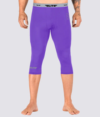 Men's Three Quarter Purple Compression Taekwondo Spat Pants