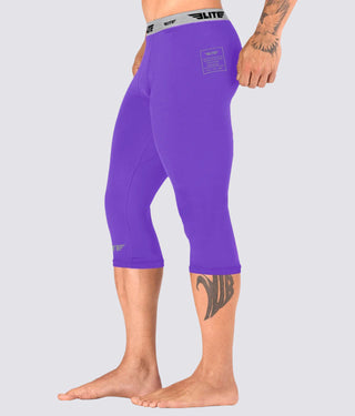 Men's Three Quarter Purple Compression Training Spat Pants