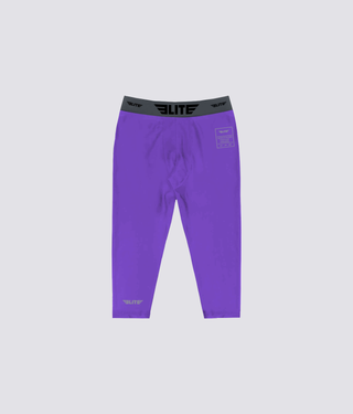 Men's Three Quarter Purple Compression Muay Thai Spat Pants