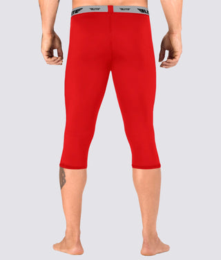 Men's Three Quarter Red Compression Boxing Spat Pants
