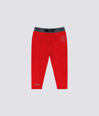 Men's Three Quarter Red Compression Training Spat Pants