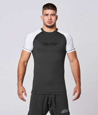 Standard White Short Sleeve Training Rash Guard for Mens