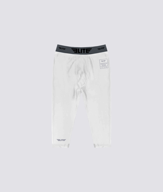 Men's Three Quarter White Compression Muay Thai Spat Pants