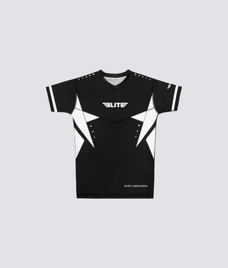 Men's Star White Short Sleeve Muay Thai Rash Guard